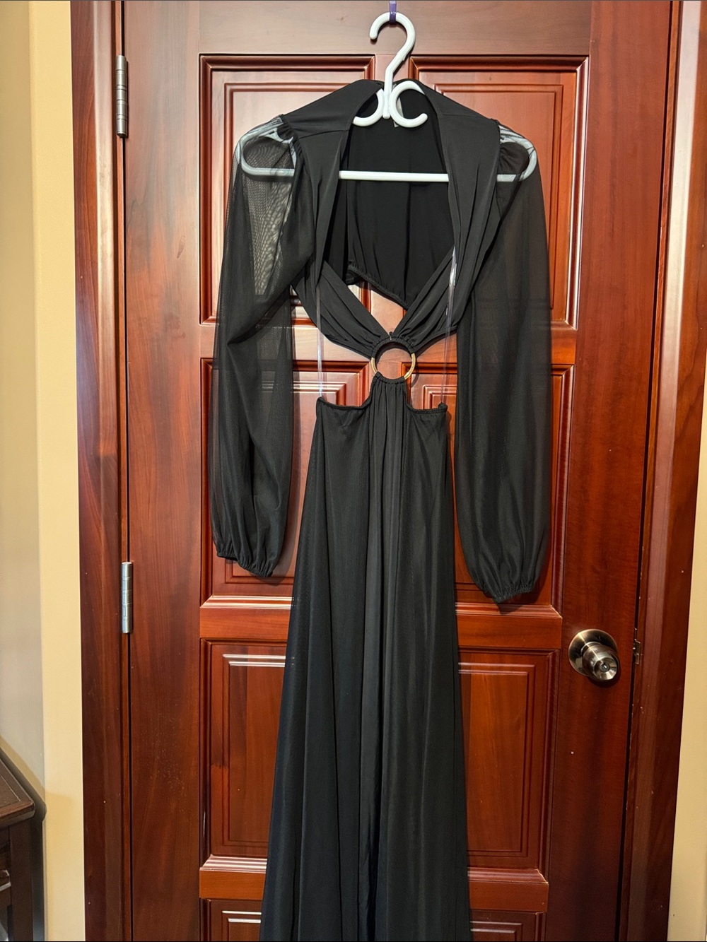 Black Long Sleeve Cutout Maxi Dress